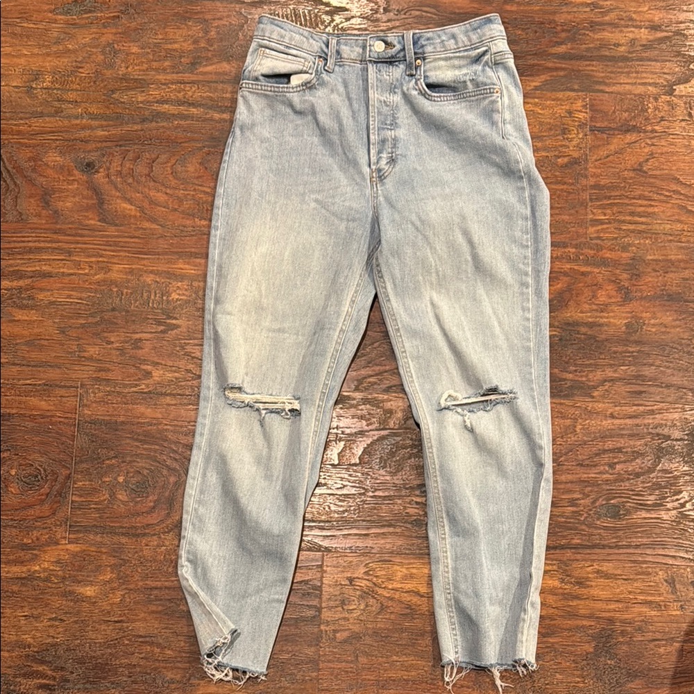 Wild Fable Blue Cropped Ankle Jeans with Distressed Knees